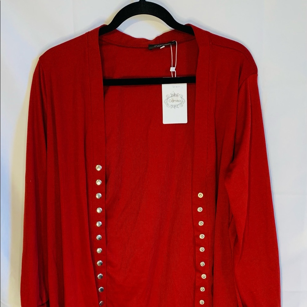 Long ribbed cardigan sweater #F-1